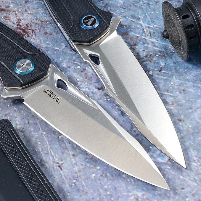VNLA Folding Pocket Knife.with Flipper Opening,Sandvik 14C28N Blade, G10 Handle,with Pocket Clip,for Men Women,Sharp Outdoor Tool EDC Knives
