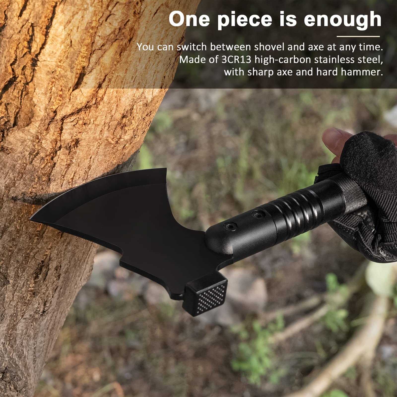 Suprock Survival Shovel High Carbon Steel Tactical Shovel Axe Folding Entrenching Tool Camping
