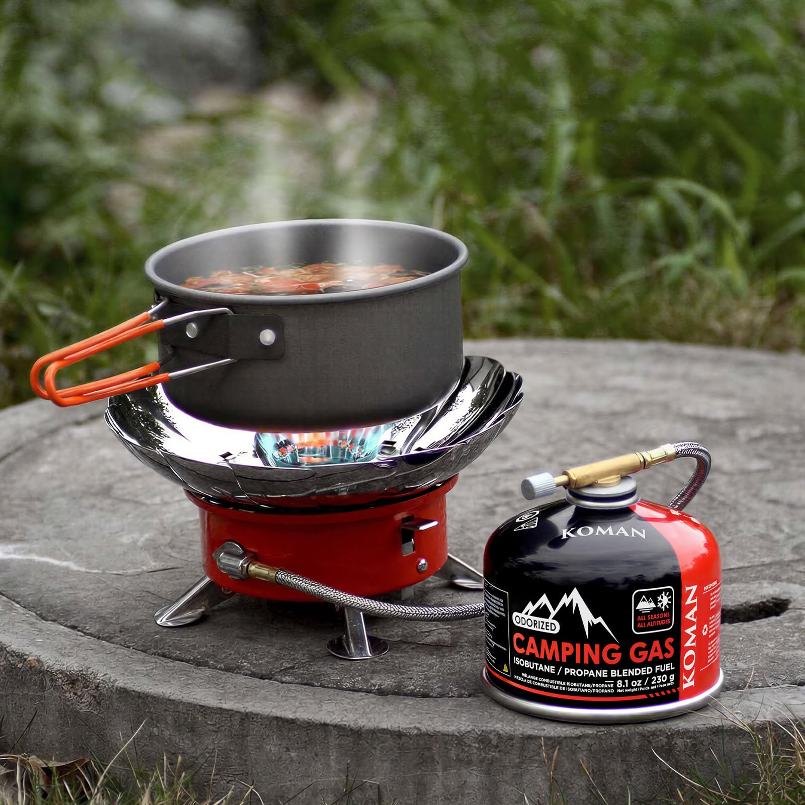 KOMAN Isobutane Fuel Canister 230 Gram Camping Stove Fuel Butane Propane Blend Camping Fuel Gas