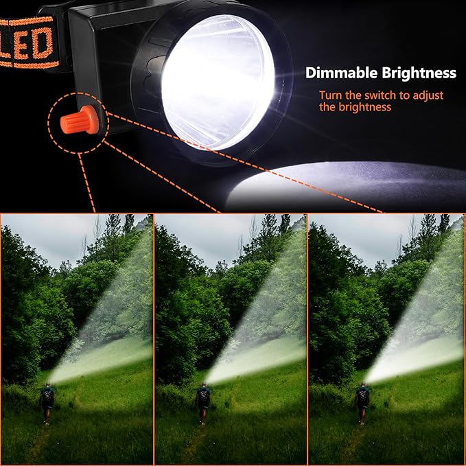 4W Dimmable LED Hunting Lights 25000 LUX(200LM) Hunting Headlamp IPX5 Waterproof Rechargeable Camping Hiking Fishing Bright Head Light, 4 Optical Filters for Coon, Coyote, Hog, Ducks Hunting