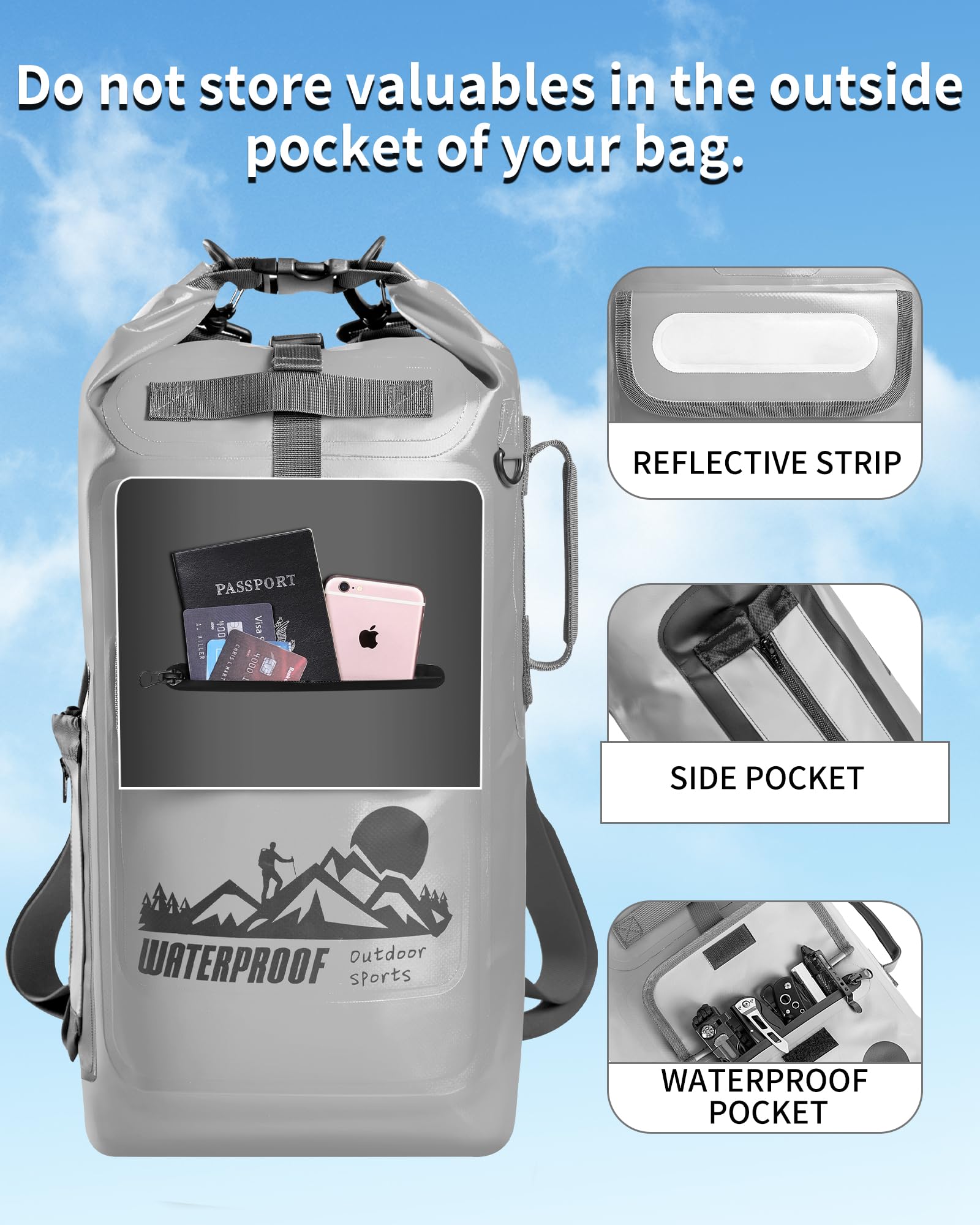IDRYBAG Dry Bag Backpack 20L/30L/40L, Floating Waterproof Backpack for Men, Kayak Dry Sack