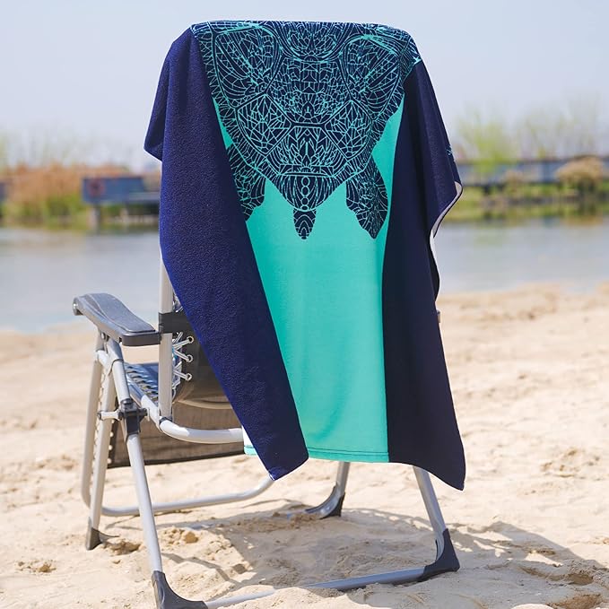Genovega 2 Packs Oversized Beach Towel Terry 36 x 72 in Clearance Soft Towels Large Big Pool Camping Swim Bath Travel Essentials Accessories Haves Vacation Necessities Adults Gifts Deep Blue Sharks