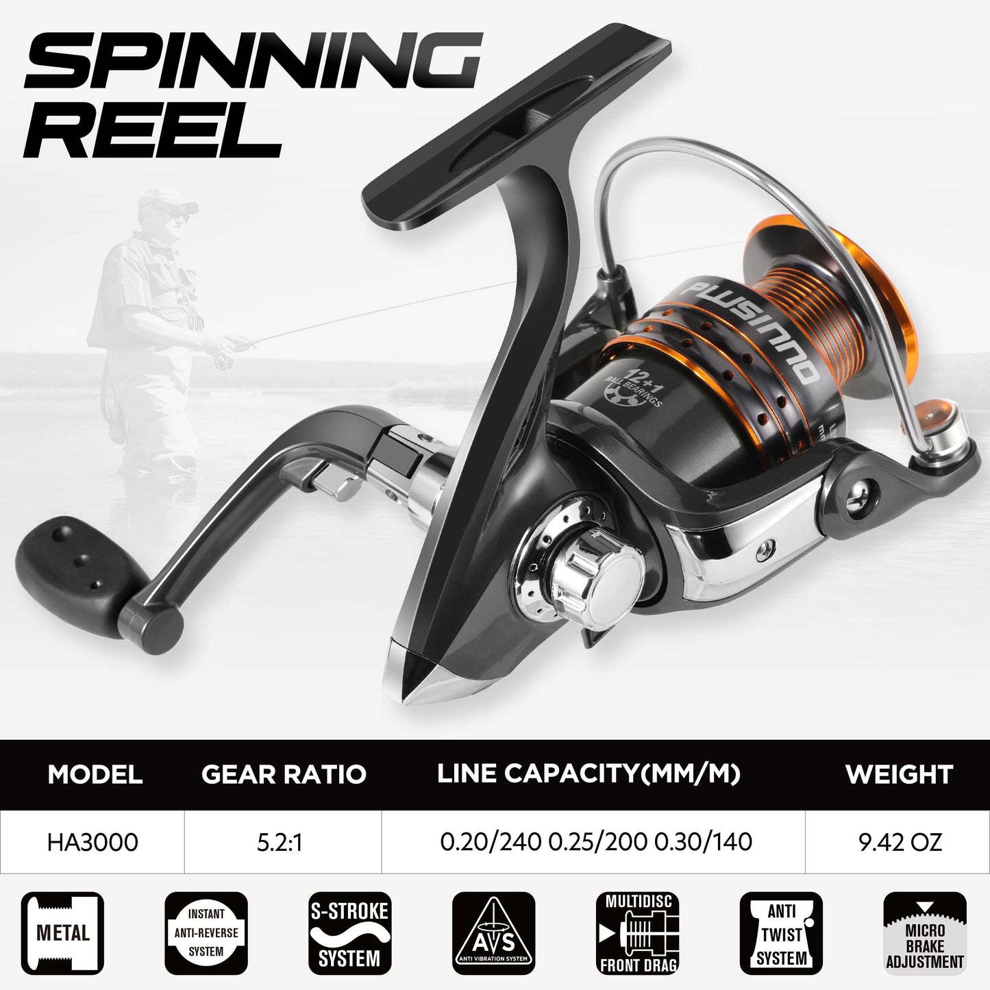PLUSINNO Fishing Rod and Reel Combos -24 Ton Carbon Fiber Telescopic Fishing Pole - Spinning Reel