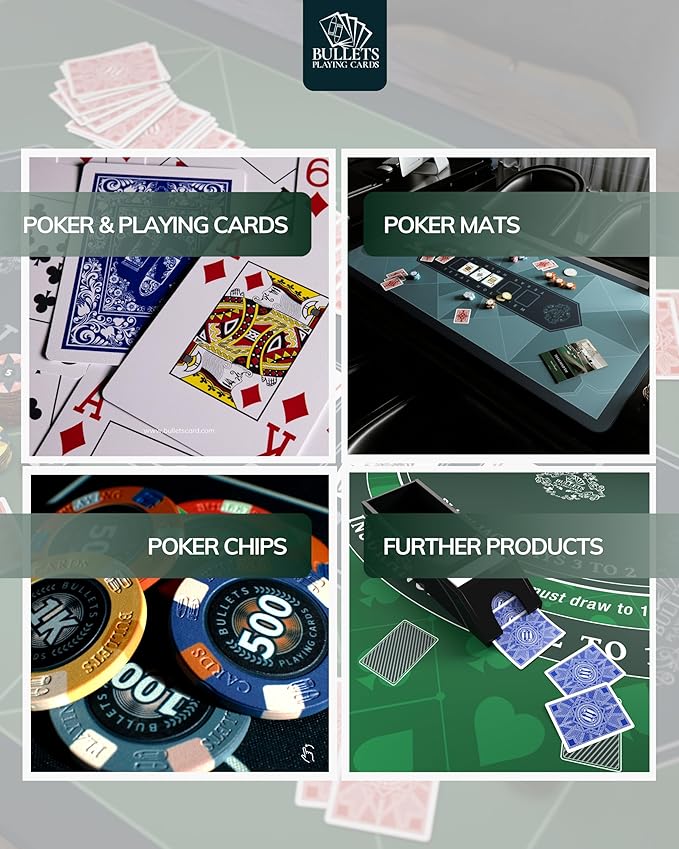 Bullets Poker Set ??Complete Chip Set with Case, Playing Cards, Dices, and Travel Case ??Professional for Texas Hold'em, Blackjack, Poker Games, and Casino Chips, 500 Clay 'Tony' Chips.