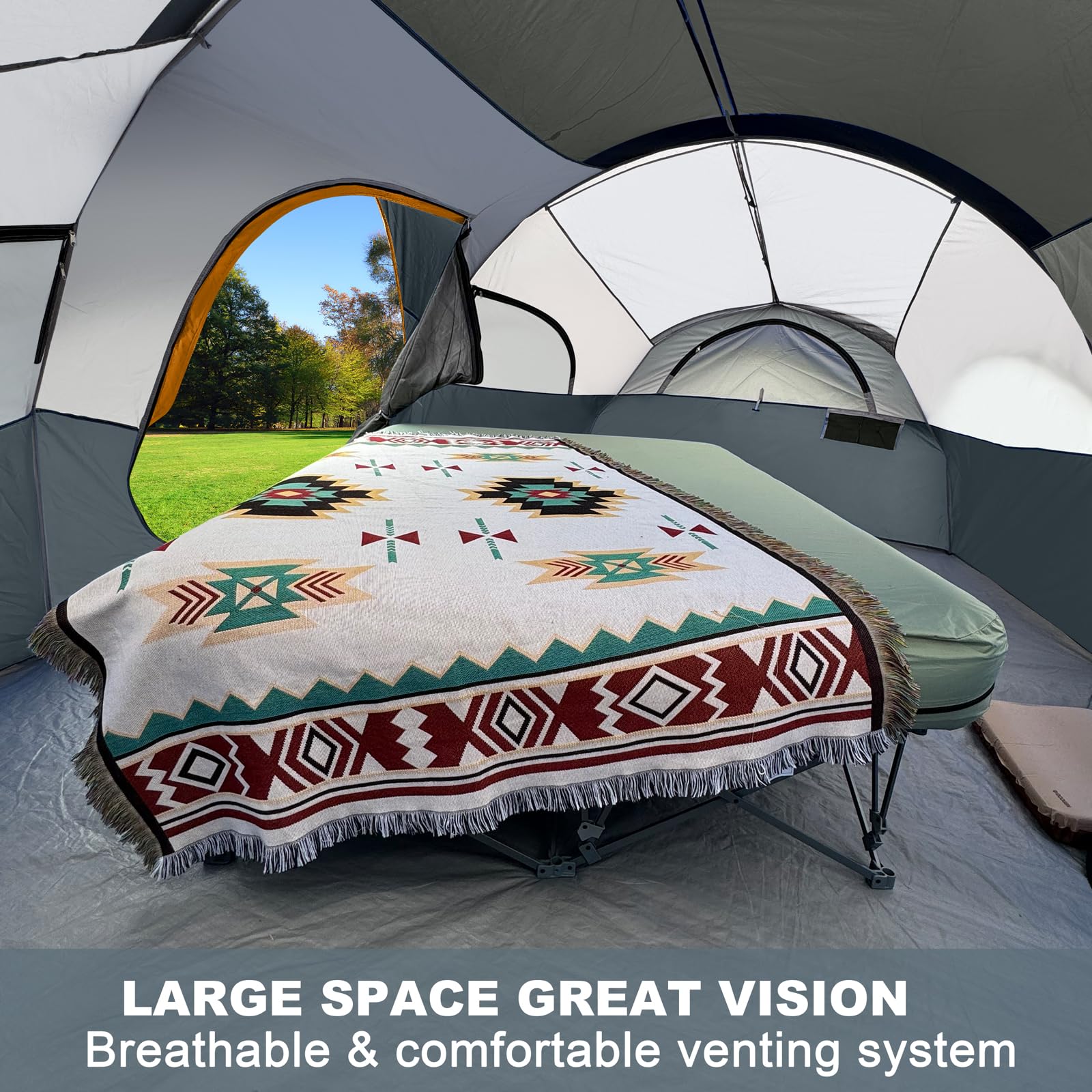 CAMPROS CP 8 Person Camping Tent, Room Divider, Rainfly, Weather Resistant