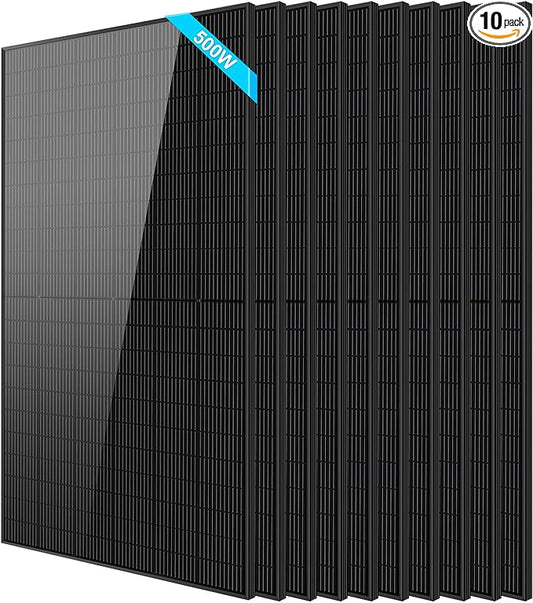 SUNGOLDPOWER 10PCS 500W Solar Panels Monocrystalline UL 61730, Grade A Solar Cell, Waterproof IP68, High Efficiency Solar Panel On/Off Grid Supplies for RV, Tiny house, Marine, Household (Total 5000W)
