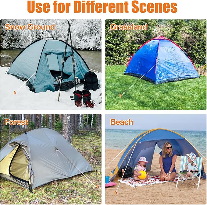 Eurmax USA Hiking Camping Tent Stakes and Hammer Set Lightweight Multi-Function Tent Hammer with Tent Stake Remover,Tent Pegs for Camping, Hiking, Backpacking, Gardening(Gold Stakes)