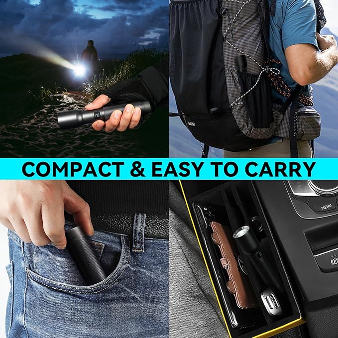 Rechargeable Flashlights High Lumens with Magnetic Base 10000 Lumen Bright LED Tactical Flashlight 3 Modes Zoomable Waterproof Compact Handheld Flash Light for Home Camping Outdoor Repairing