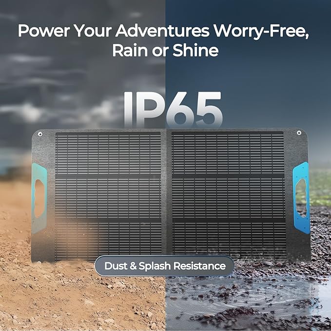 100W Portable Solar Panel, Renogy Solar Panels IP65 Waterproof, 100 Watt Foldable Solar Panel for Camping, Hiking, Fishing, Outdoor, RV, Van, Boat, Off Grid Applications
