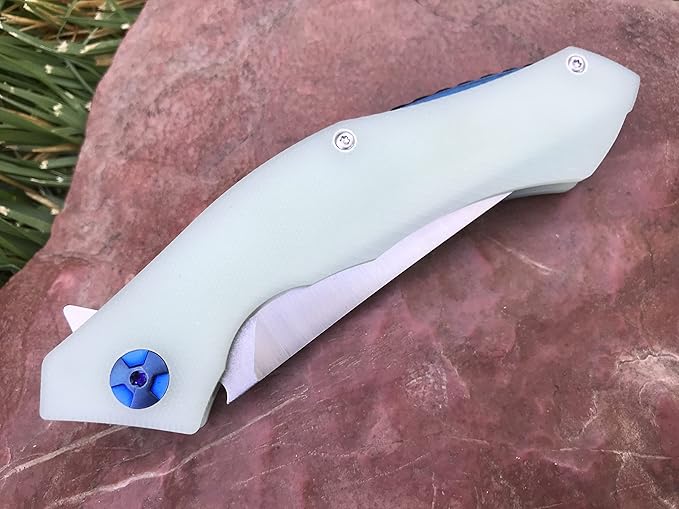 TACTICAL GEARZ Pocket Folding Knife for EDC, D2 Steel Blade, Solid G10 Handle, Includes Sheath (Triton Ice)