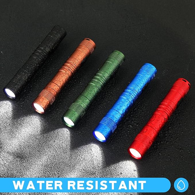 Hortsun 10 Pcs Mini Flashlight Bulk LED Pen with Pocket Small Flashlight with Clip for Outdoor Father's Day Gift for Men(3.54 Inch,Black, Brown, Green, Red, Blue)