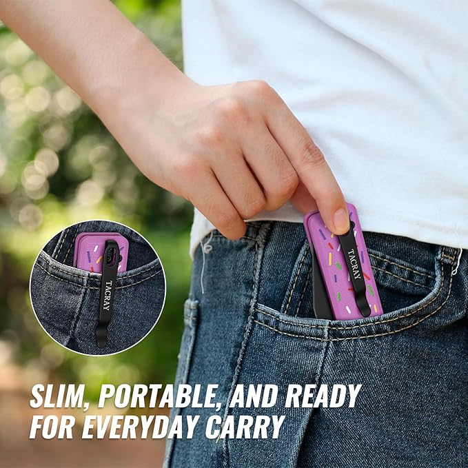 Tarcus Folding Pocket Knife, 3.5" D2 Steel DLC Blade G10 Handle, Lightweight EDC Knife with Crossbar Lock for Men and Women, Ideal for Camping, Hiking, and Survival (Doughnut)