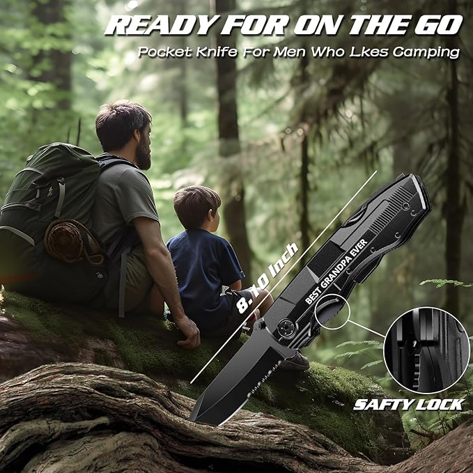 Gifts for Grandpa from Granddaughter Grandson,Fathers Day Birthday Christmas Grandpa Gifts,Multitool Knife "BEST GRANDPA EVER",Multi tool for Climbing,Camping,Cycling,Hiking