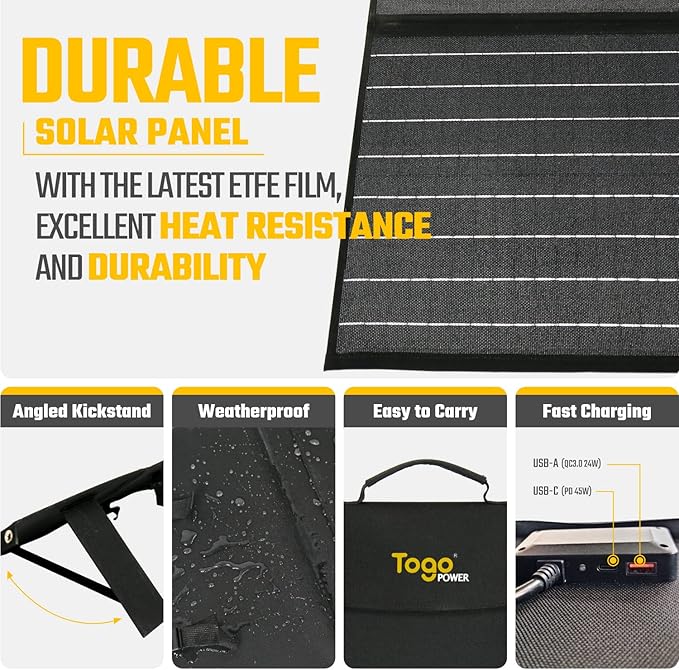 120W Portable Solar Panels for Power Station-23% High Efficiency Folding Solar Panel Charger with QC3.0 PD45W USB/DC Outputs-ETFE Waterproof Emergency Power Supply for Off Grid,Camping, RV,Hiking