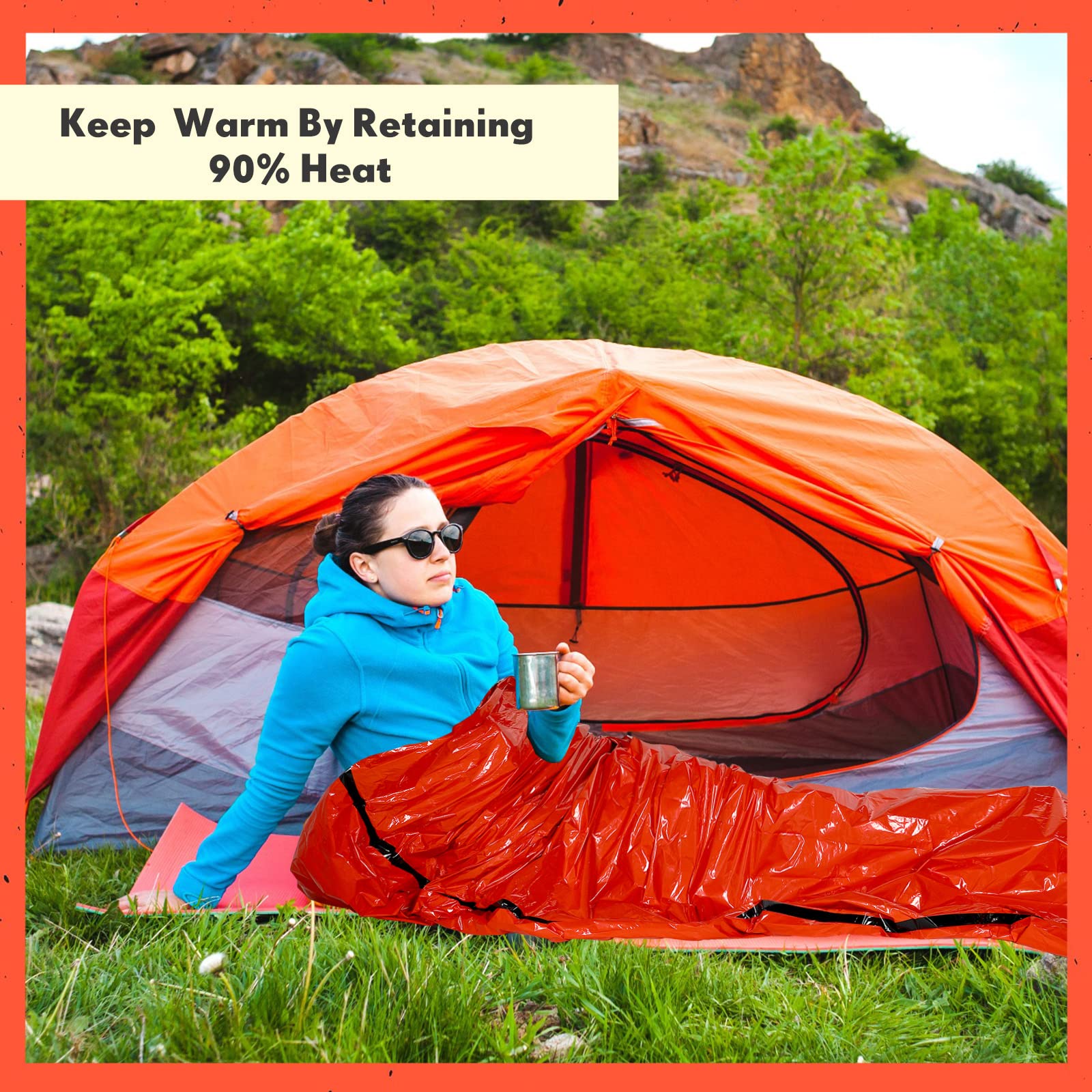 Qunclay 12 Set Emergency Sleeping Bag Survival Bivvy Sack Blanket with Whistles Lightweight
