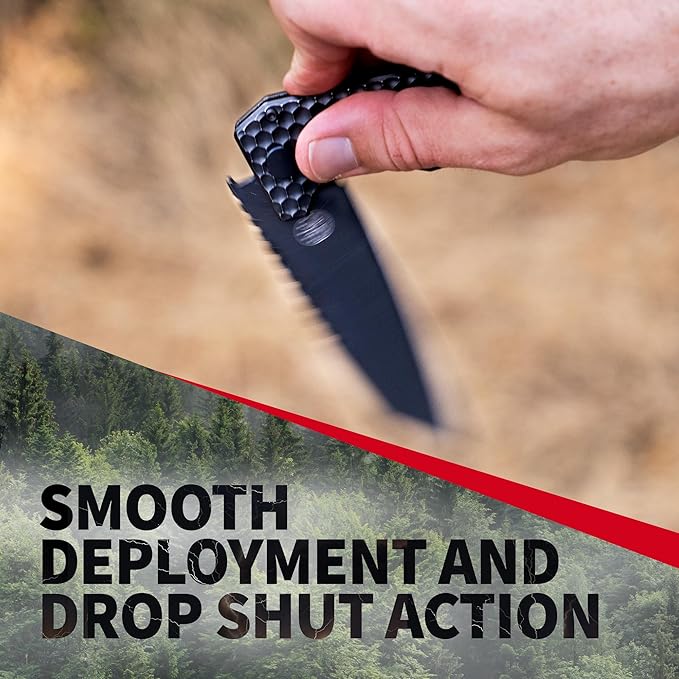 Off-Grid Knives - MAMBA V3, Large EDC Knife with MagnaCut Blade Steel, Titanium Scales and Hardware, Manual Ball Bearing Flipper, Four Finger Grip, Deep Pocket Carry (Blackout)