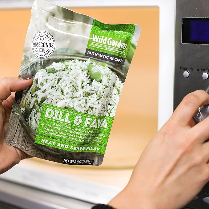 Wild Garden Heat and Serve Pilaf, Dill & Fava, Fully Cooked, Ready to Eat, Microwavable 8.8 oz, 6 pack
