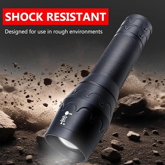 Single Mode Flashlight, High Lumen LED Flashlights with Zoomable Beam, Compact Handheld Flash Light for Camping, Outdoor, and Home Use, 2-Pack