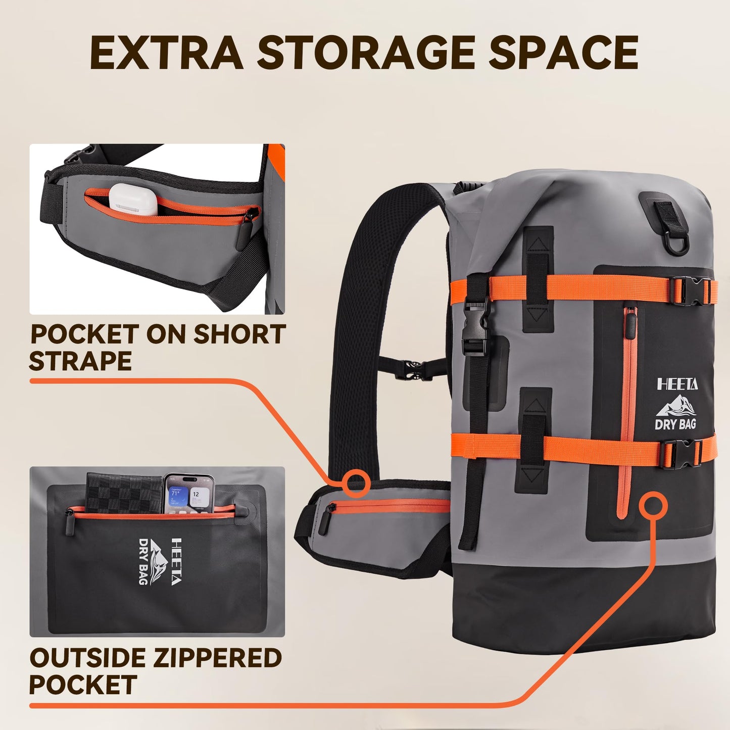 HEETA Dry Bags Waterproof Backpack 40L for Men & Women, Roll Top Heavy Duty