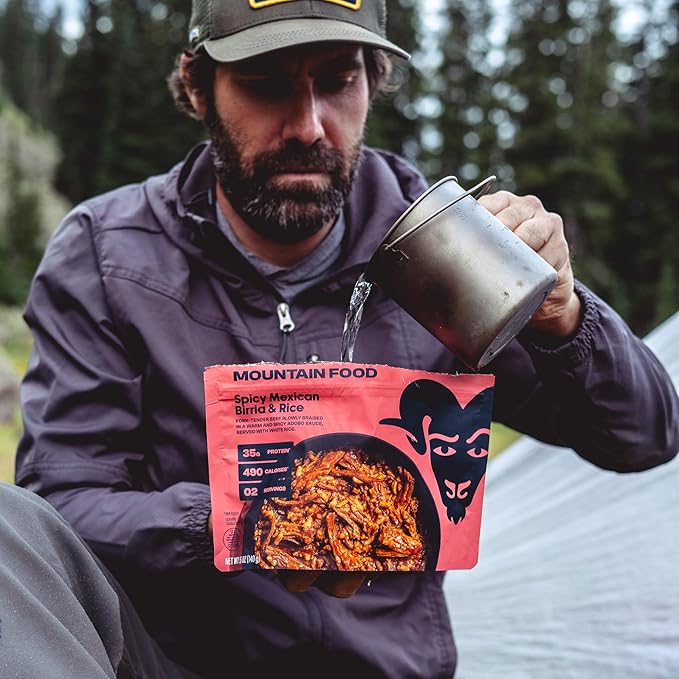 BIGHORN Mountain Food Spicy Mexican Birria and Rice - freeze dried meals for backpacking food - dehydrated camping food for backpacking meal - just add water - great taste - 2 servings