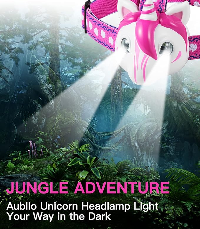Toys LED Headlamp-Headlamp for Kids Unicorn Toy Head Lamp Flashlight 3 Adjustable Lighting Mode with Elastic Headbands for Boys, Girls, or Adults for Camping, Hiking, Reading, and Parties