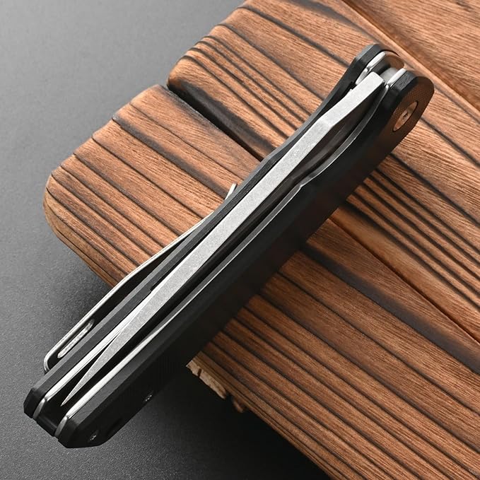 FF17 Folding Pocket Knife,D2 Steel Blade G10 Handle EDC Tool Knife for Outdoor Camping,Hiking,Hunting Fishing (Black)