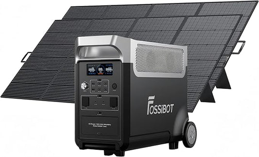 FOSSiBOT Solar Generator F3600 Pro with 2x420W Solar Panel, upgraded 3840Wh Portable Power Station,LiFePO4 Battery Solar Generator,1.8H Fast Charging 5x120V AC for Home, Camping, RV, Emergencies