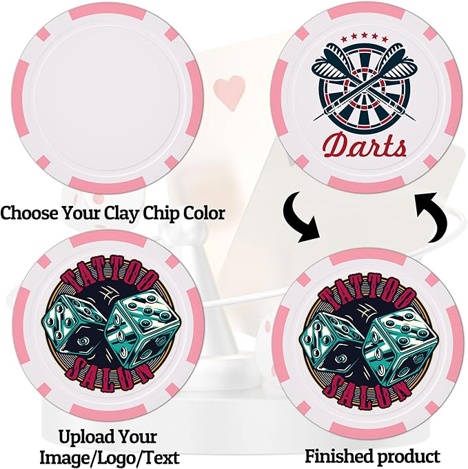Custom Clay Poker Chips, 11.5Gram Personalized Poker Chips with Full Color Logo,Casino-Grade Monte Carlo Style Chips, Event Tokens for Texas Hold’em, Blackjack, Card Nights, Pack of 50