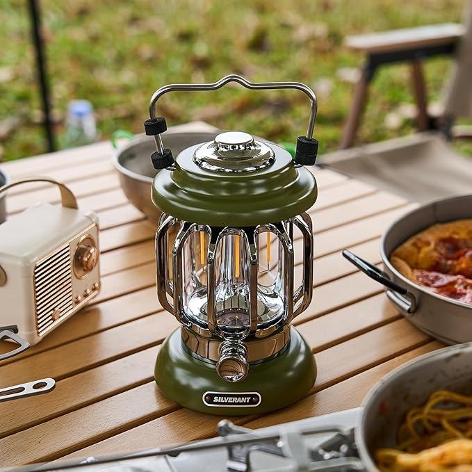 Camping Lantern Lights LED Lamp Type C Rechargeable, Emergency Light 8-130h Runtime for Power Outages, Outdoors Camping Lantern (Black)