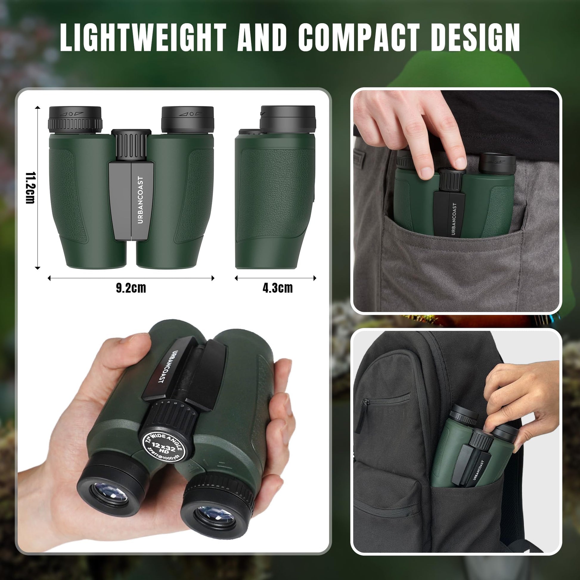 12x32 Compact Binoculars for Adults High Powered, Large View & Super Bright