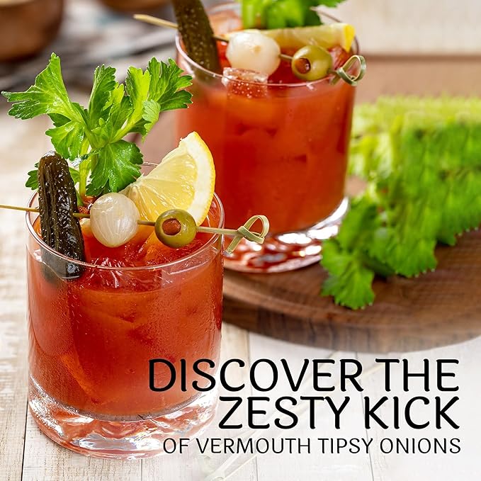 Sable & Rosenfeld Tipsy Onions - Cocktail Onions in Jar With French Vermouth - Pickled Silverskin Onions, Pearl Onions for Cocktails, Appetizers, and Hors d'Oeuvre - 10.9 Ounce (Pack of 3)