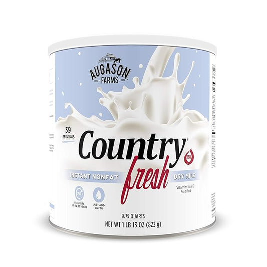 Augason Farms Country Fresh Instant Nonfat Dry Milk Can, Emergency Food Supply, Everyday Meals, 39 Servings