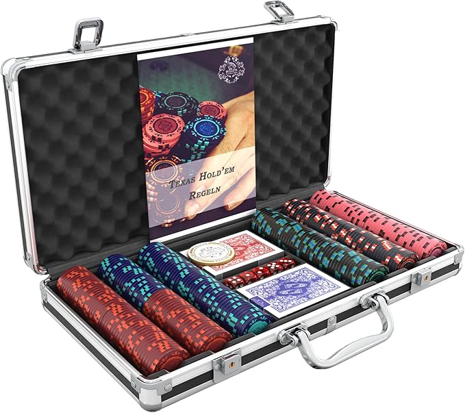 Bullets Poker Set ??with Case, Chips and Cards ??Deluxe Chip Set, Ideal for Casino Games, Prominence Poker and More, This Sets Also Comes with a Case, 300 Clay Chips Corrado, No Values.