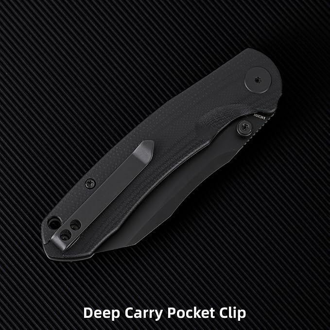 Folding Pocket Knife, 3.35" 14C28N Blade G10 Handle EDC Knife with Liner Lock, Small Pocket Knife with Clip for Men, Sharp Camping Hiking Hunting Survival Knives (Black)