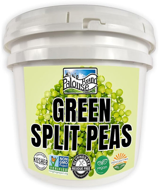 Palouse Brand Certified Glyphosate Residue Free Green Split Peas | 25 LBS | Food Storage Bucket | Non-GMO | Grown on Our Family Farm | Bulk