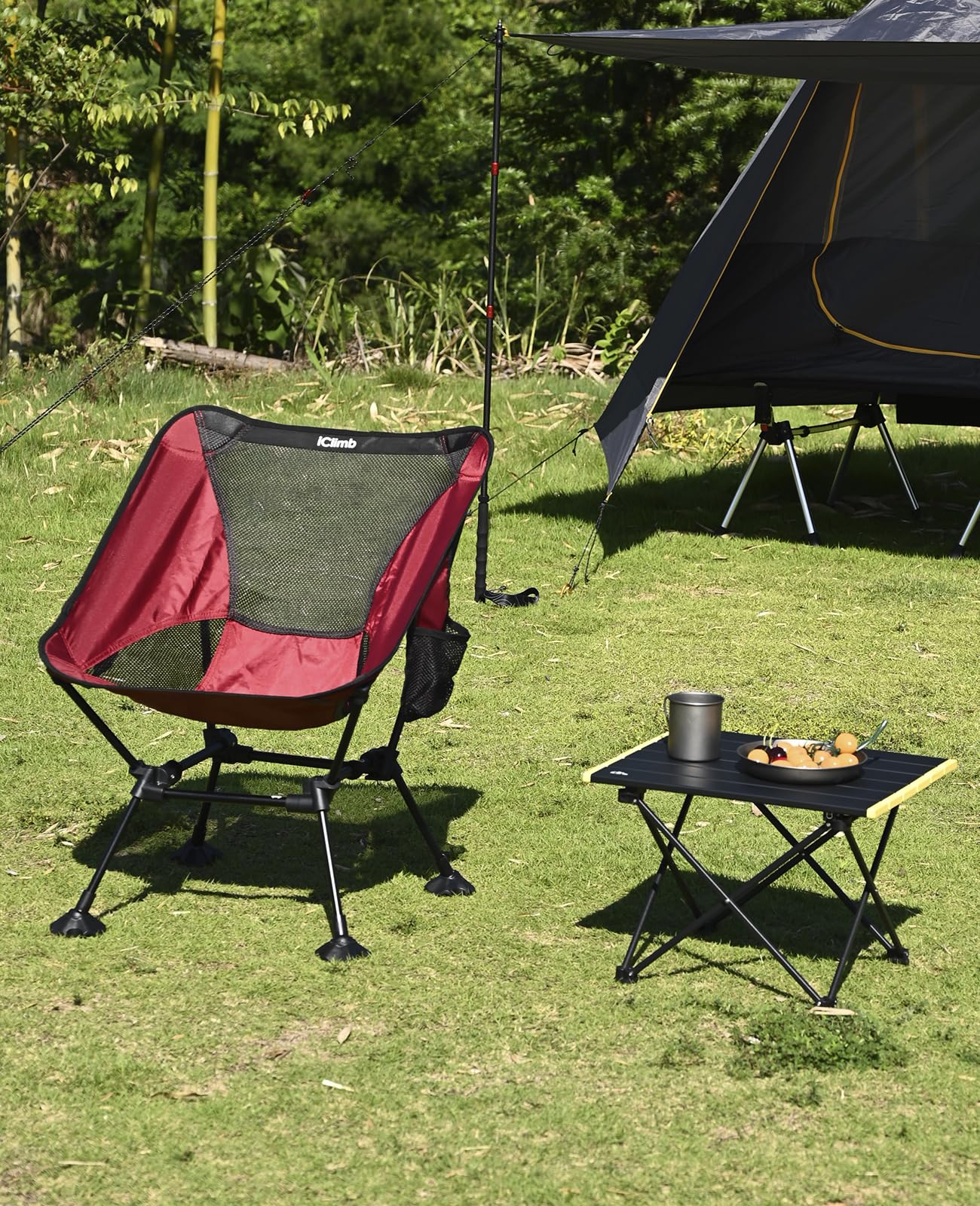iClimb Ultralight Compact Camping Folding Table (Black - S)