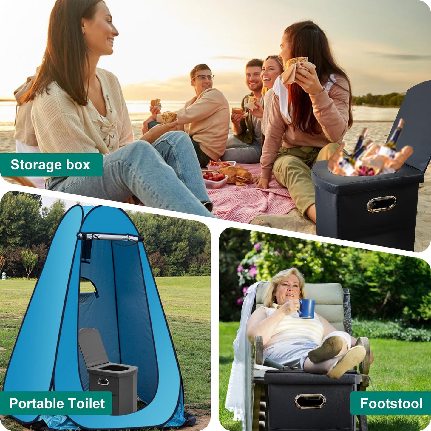 Ann Katy Upgrade XL Portable Toilet for Adults, Extra Large Camping Toilets