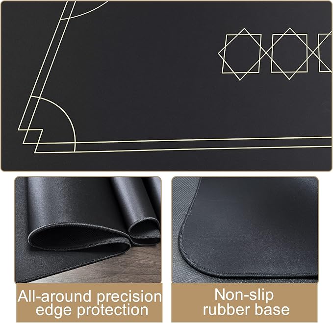 CONTINUE Poker Mat 8-10 Players Portable Table Top Black Wrap Texas Hold'em Poker Mat Rubber Layout with Carrying Bag for Games, Blackjack, Casino（70 x 35 Inch）