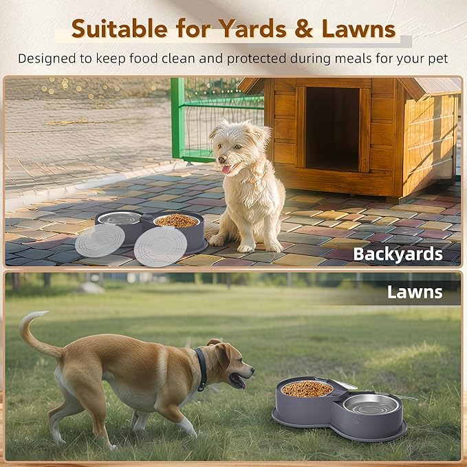 Stainless Steel Dog Bowl Set with Lids, 304 Metal Dual Food & Water Bowls for Dogs & Cats, Foldable Pet Feeder with Cover Keeps Food Fresh, Anti-Skid Dog Dish for Small/Medium/Large Pets