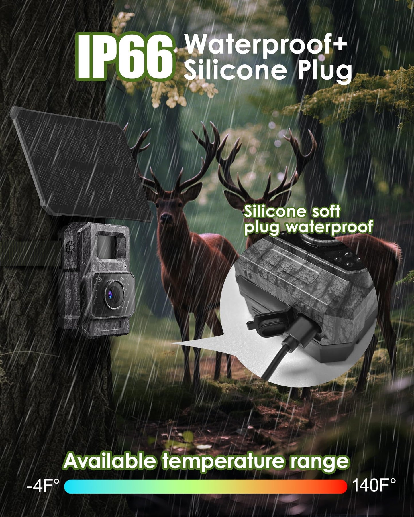 MAXDONE Solar Trail Camera, 4K 64MP WiFi Bluetooth Night Vision Game Camera