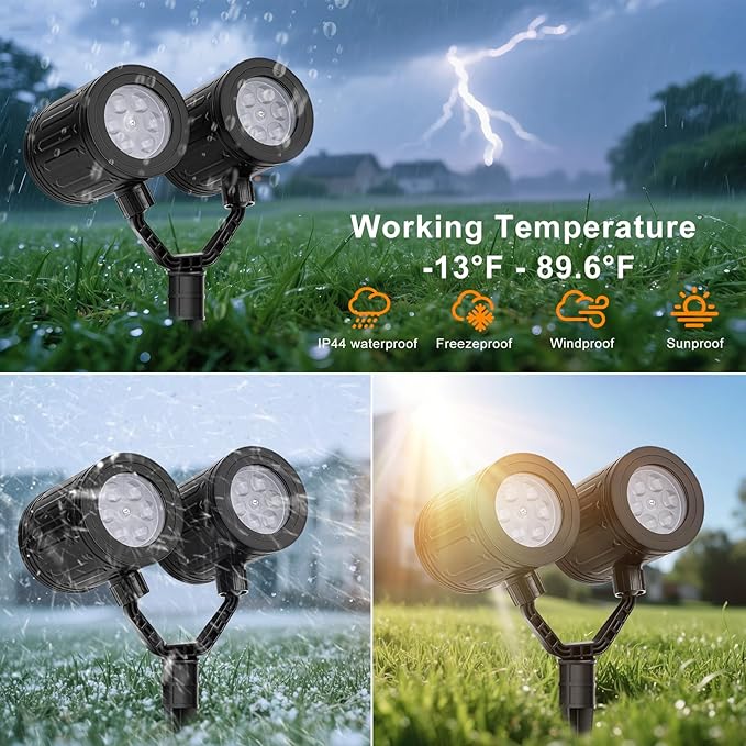 Christmas Snowflake Projector Lights Outdoor Waterproof 2025 Upgraded Double Head Dynamic Rotating Snowflake Projector for Halloween Xmas Holiday Party Gardens Wall Decoration