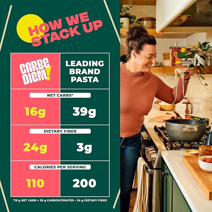 Carbe Diem!, Trio Sampler Pack, Spaghetti, Penne & Elbow, Lower Net Carb Pasta with Traditional Flavor & Texture, 8 grams of Protein, Only 110 Calories Per Serving, Pack of 3