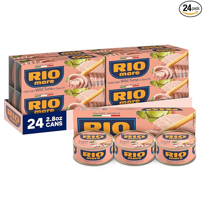 Rio Mare Premium Yellowfin Tuna in Olive Oil, 3 x 2.8 Ounce Can (Pack of 8, Total 67.2 Ounce), Italy's No.1 Tuna Brand, Wild Caught, High Protein Canned Tuna