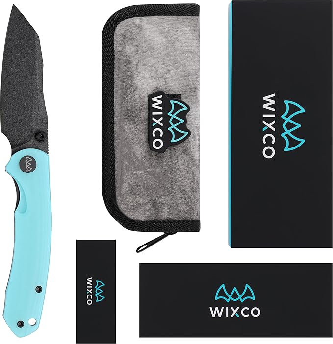 Folding Pocket Knife, 3.35" 14C28N Blade G10 Handle EDC Knife with Liner Lock, Small Pocket Knife with Clip for Men, Sharp Camping Hiking Hunting Survival Knives (Blue)