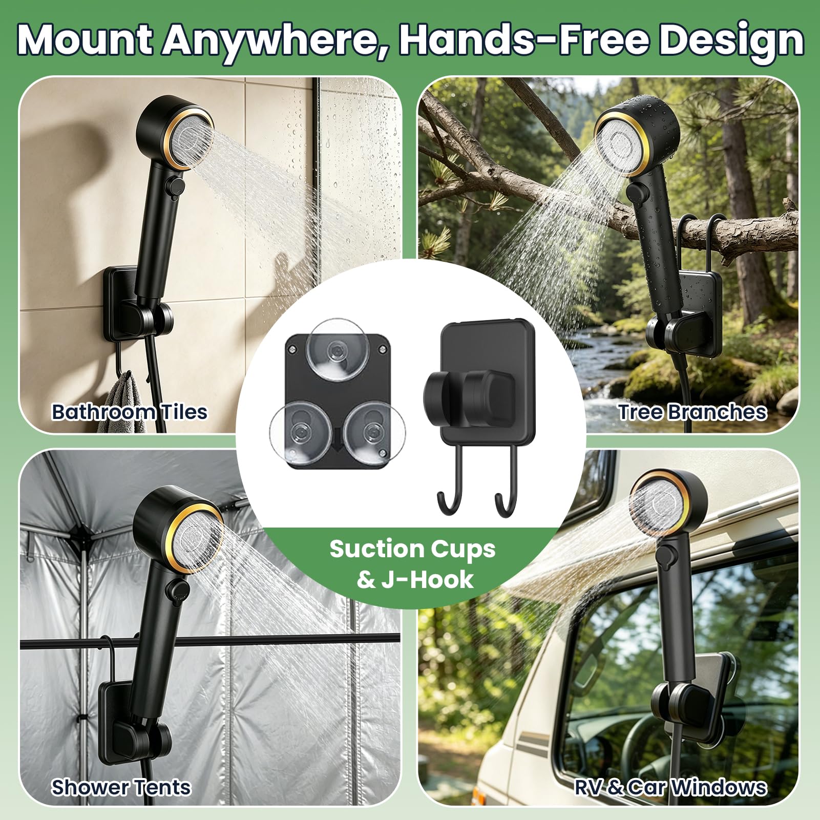 dessports Portable Camping Shower, 6000mAh Rechargeable Outdoor Shower Pump