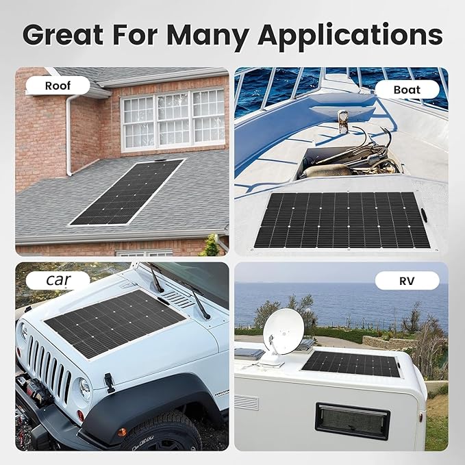 Flexible Solar Panel 800 Watt,2pcs 400 Watt Monocrystalline Solar Panel10BB High Efficiency Module PV Power for 12-24V Battery Charging Car Battery Camper.