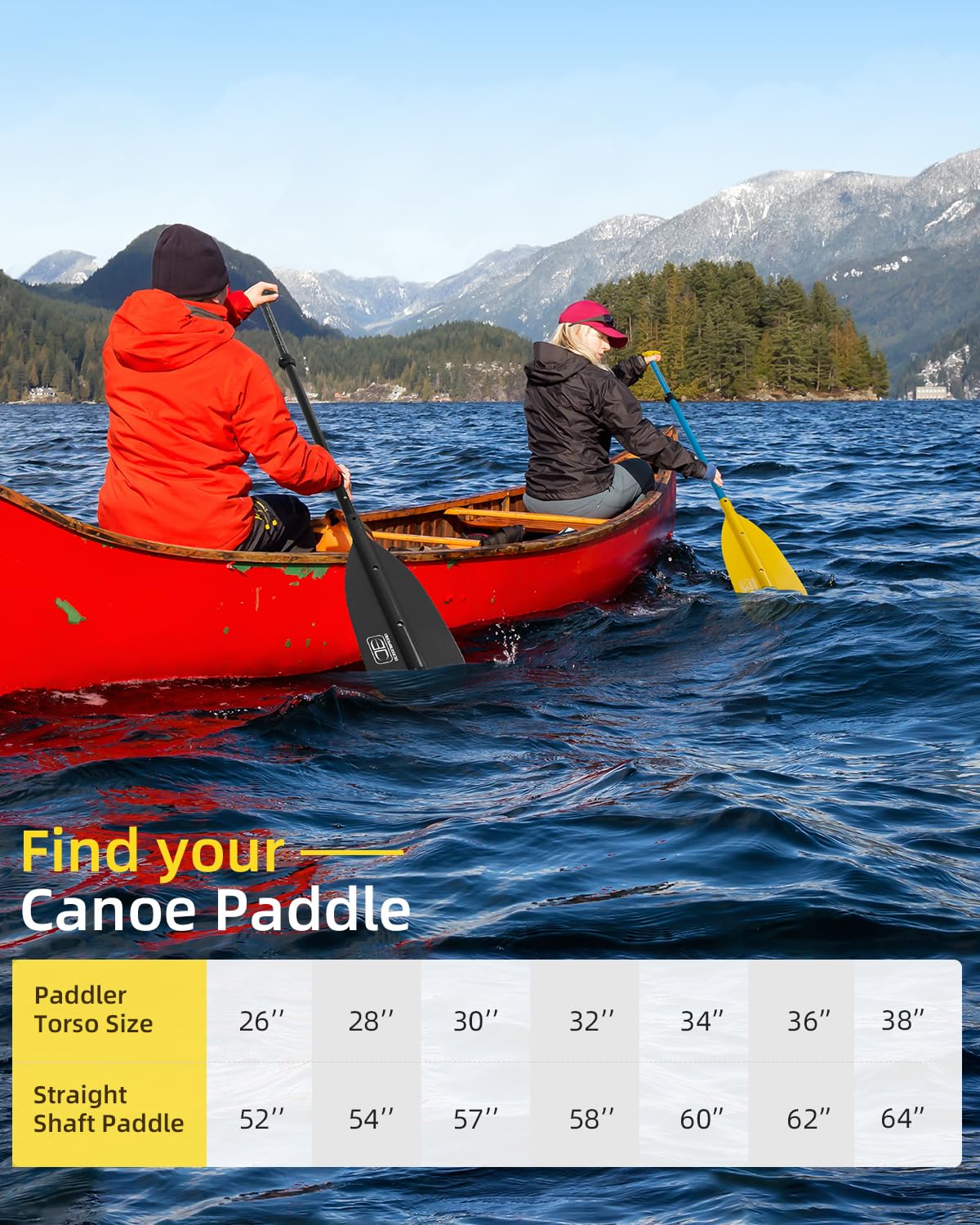 OCEANBROAD Canoe Paddle, Adjustable from 4'3''to 5'3''/130cm to 160cm Aluminum Shaft with Plastic