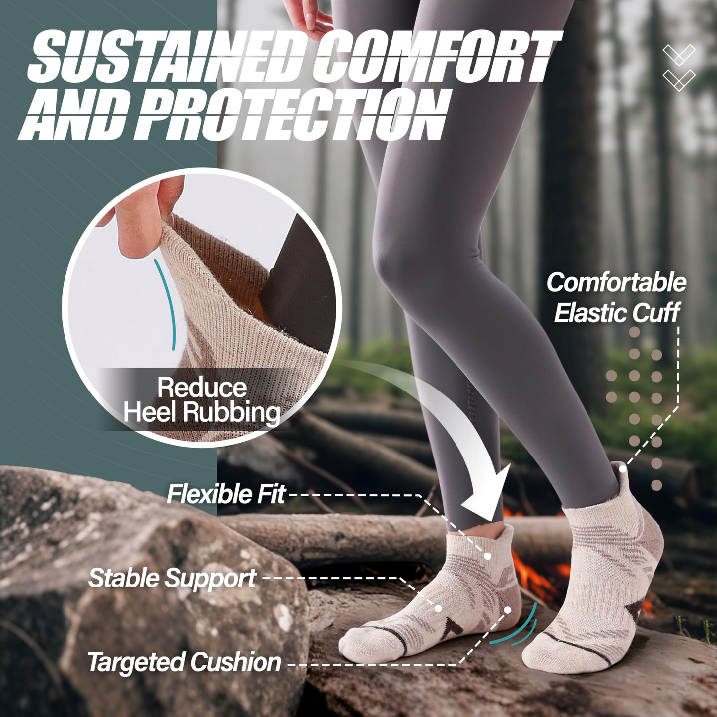 ANTSANG Merino Wool Ankle Hiking Running Socks for Women Men