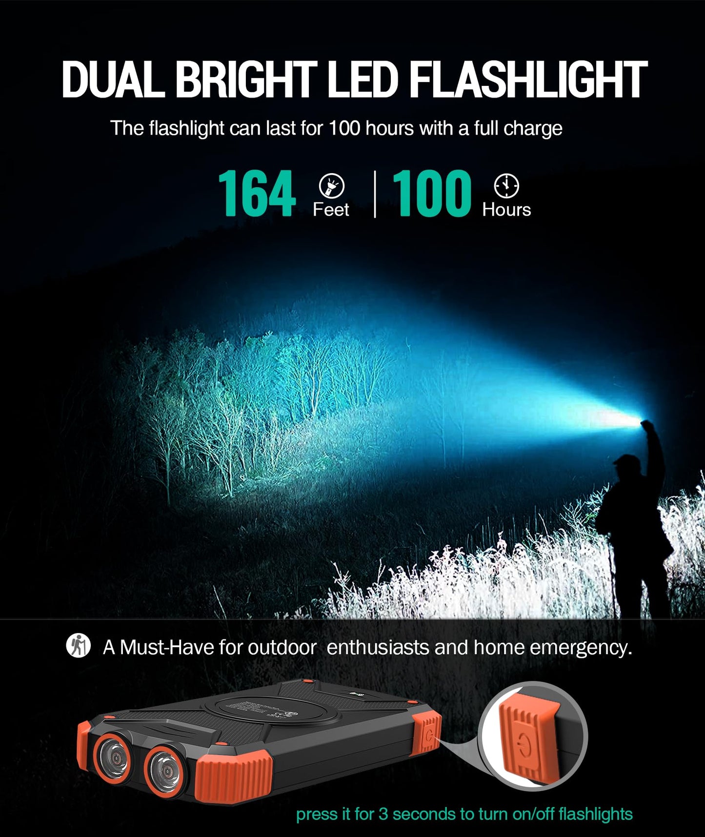 BLAVOR Solar Power Bank 10,000mAh, Portable Wireless Charger, 20W Fast Charging External Battery