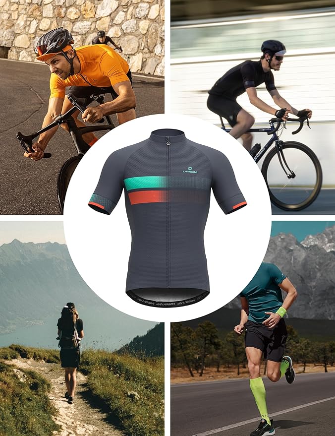 LAMEDA Men's Cycling Jersey Breathable Lightweight Bike Jersey Short Sleeve Quick Dry Moisture Wicking Biking Shirts